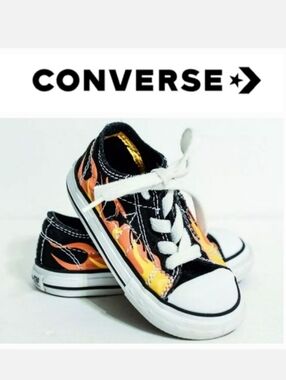 Converse One Star DX OX Sneaker Low Top Black/Orange Flame Sz Infant 6